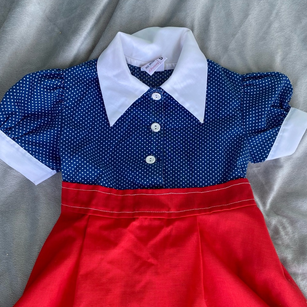 Precious Red & Blue Vintage JC Penney girls / Toddler Size 5 Dress - Picture 4 of 6